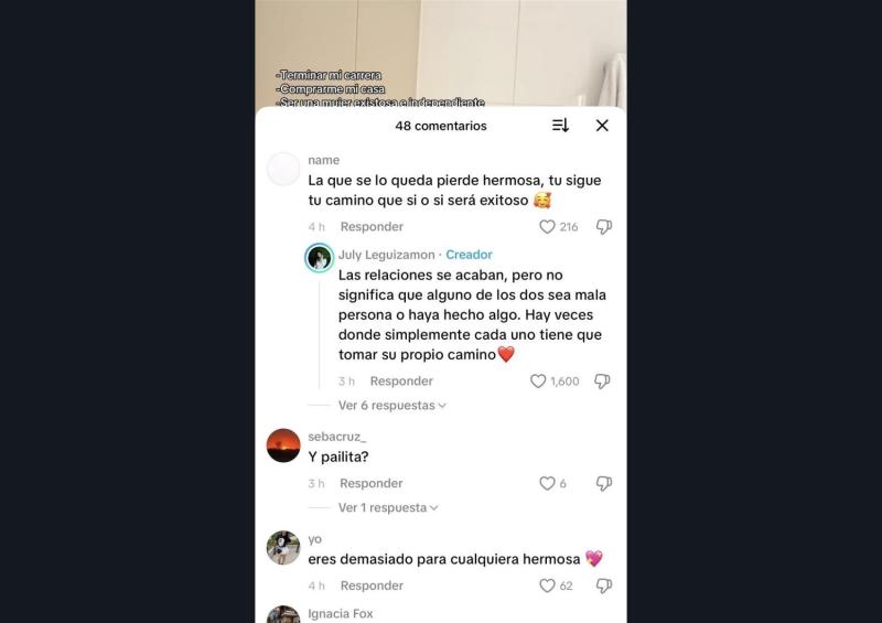 July Leguizamón insinuó que terminó con Pailita