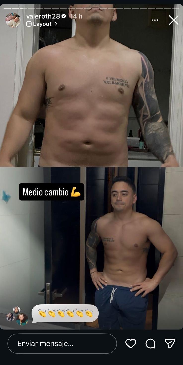 Vale Roth muestra el antes y después del cambio físico de su esposo | Instagram