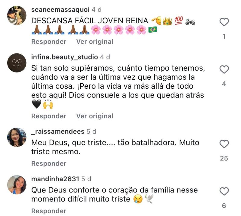 Comentarios en post de influencer brasileña | Instagram