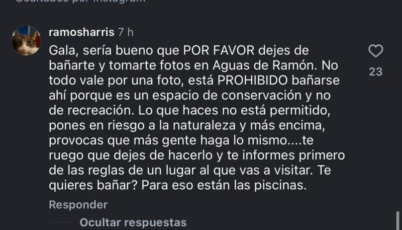 Comentario sobre Gala Caldirola | Instagram