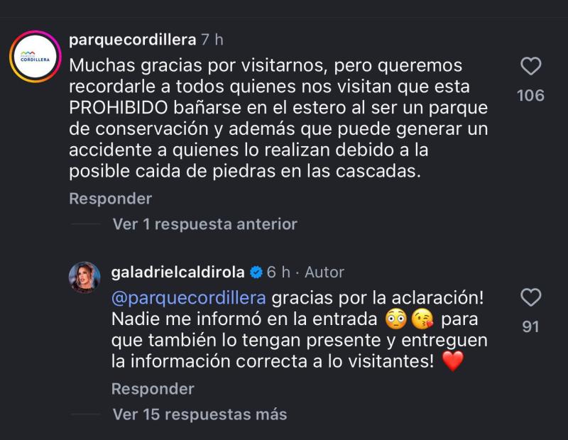 Respuesta de Gala Caldirola | Instagram