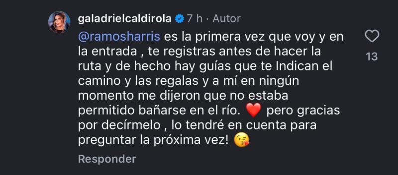Respuesta de Gala Caldirola | Instagram