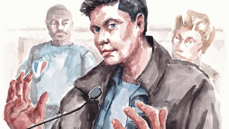 Dibujo de Nicolás Zepeda durante juicio por Caso Narumi | AFP