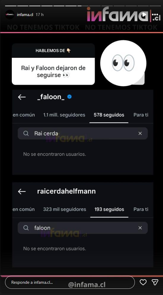 Rai y Faloon se dejaron de seguir en redes | Instagram