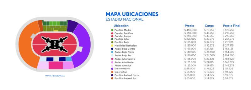 Valores de entradas para conciertos de BTS en Chile en Ticketmaster.