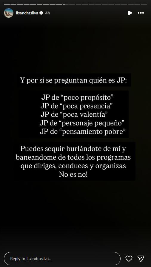 Lisandra Silva sobre Julio César Rodríguez | Instagram