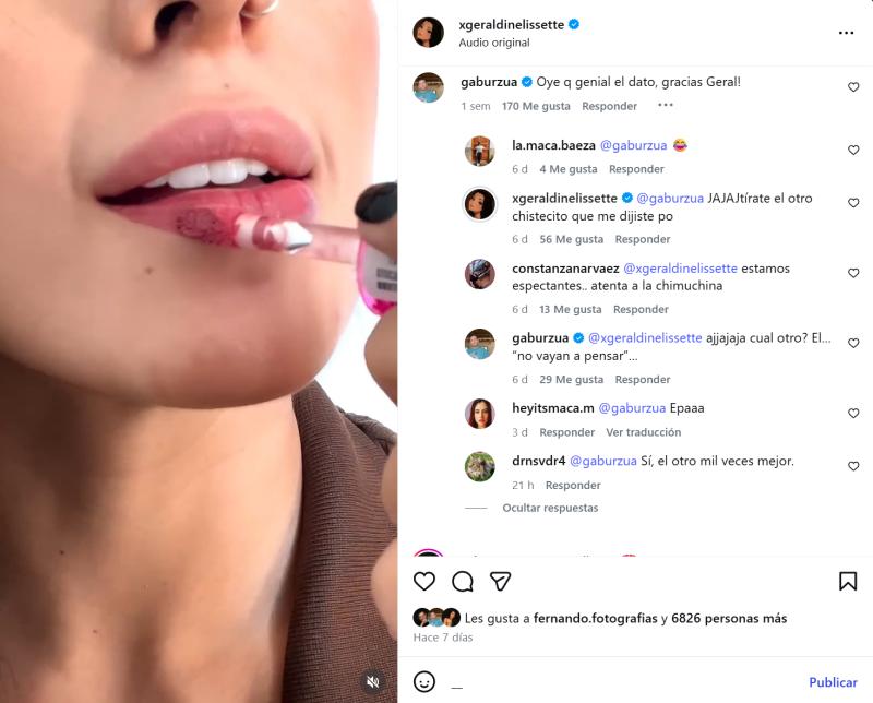 Comentarios de Gabriel Urzúa en post de Geraldine Muñoz | Instagram