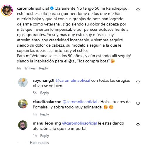 Carolina Molina | Captura de Instagram