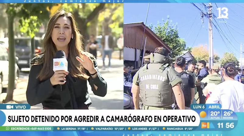 Violenta agresión de sujeto a camarógrafo en Peñalolén.