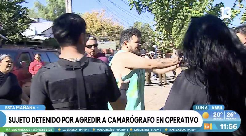 Violenta agresión de sujeto a camarógrafo en Peñalolén.