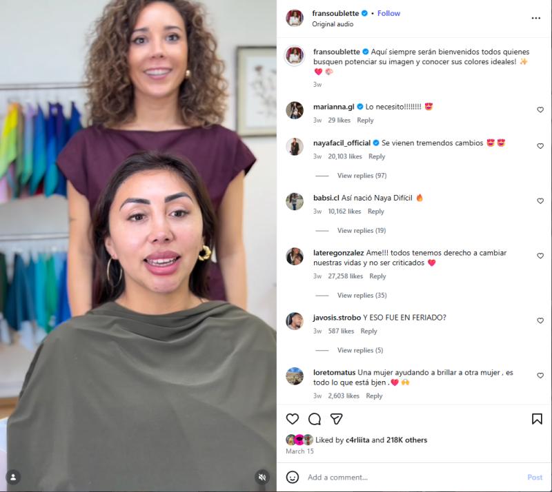 Naya Fácil y su asesoría de imagen por Francisca Soublette | Instagram