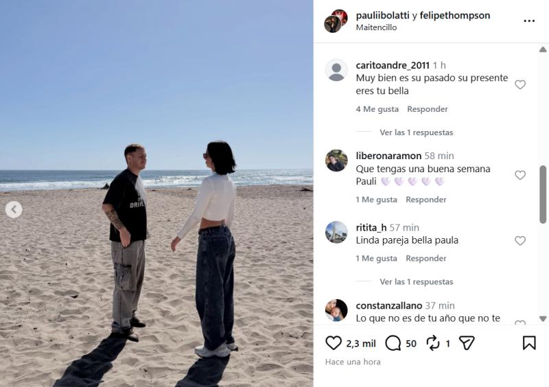 Paula Bolatti reacciona a rumores de infidelidad de Felipe Thompson - Créditos: Instagram