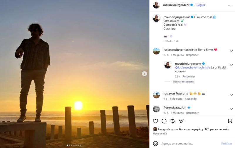 Publicación de Mauricio Jürgensen con comentarios de Luciana Echeverría | Instagram