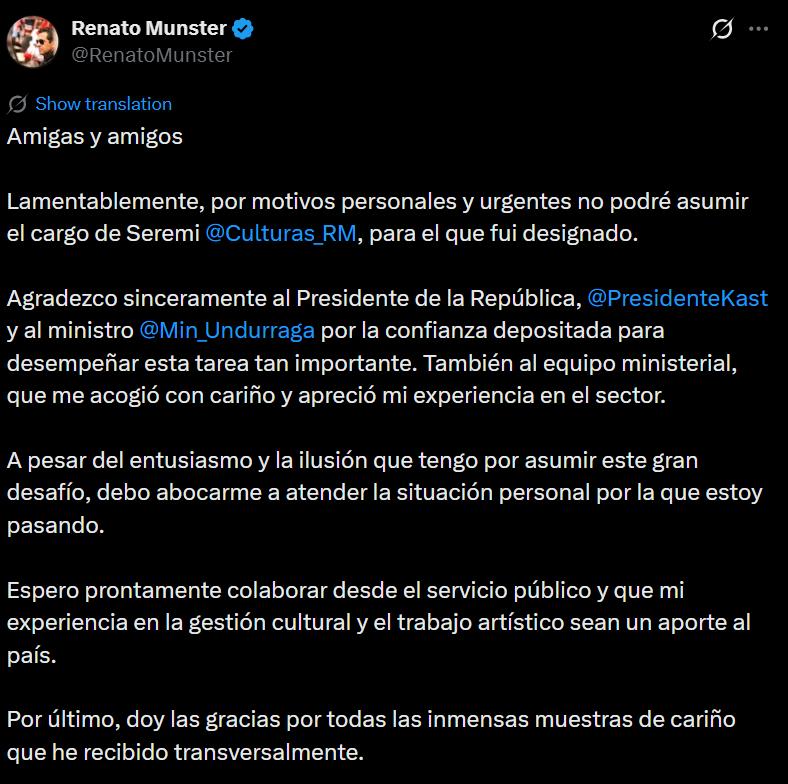 Explicación de Renato Munster en redes sociales - Créditos: X