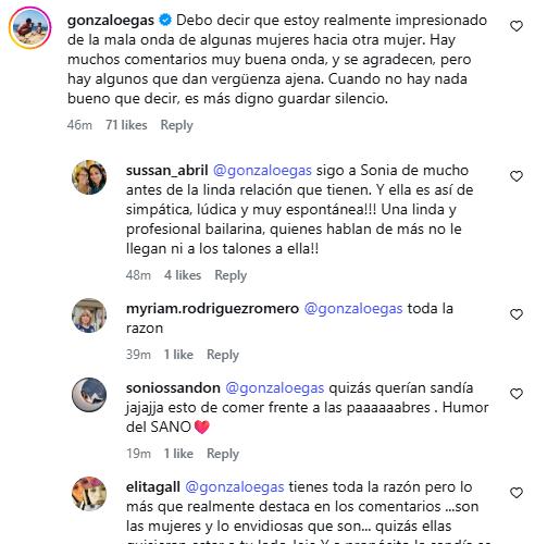 Gonzalo Egas defiende a su pareja en Instagram