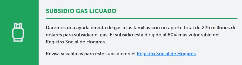Subsidio de Gas Licuado: ¿Qué se entregará?