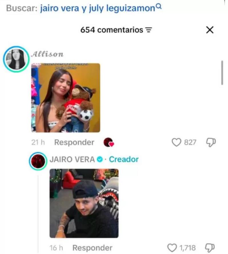 Jairo Vera interactuó con una imagen de Leguizamón | TikTok
