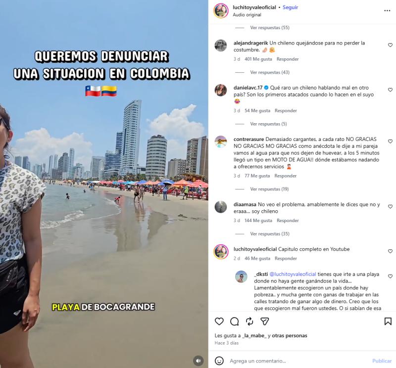 Comentarios en post de chilenos | Instagram