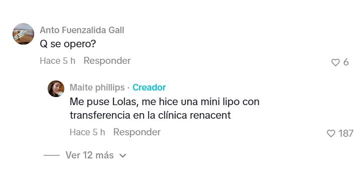 Maite Phillips confirma operaciones que se realizó - Tiktok