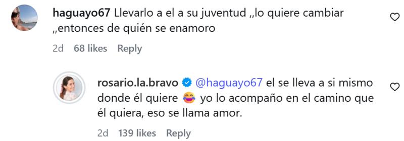 Rosario Bravo responde a críticas de usuarios en Instagram