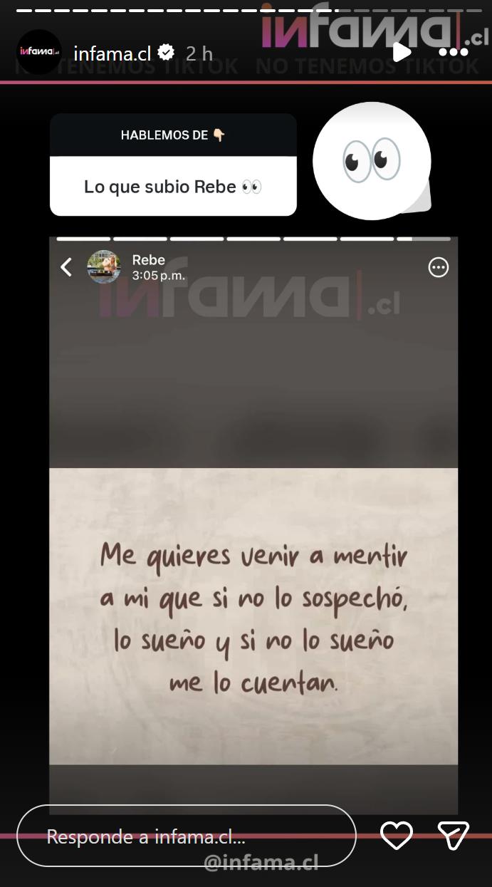 Supuesta indirecta de Rebeca Naranjo | Infama | Instagram