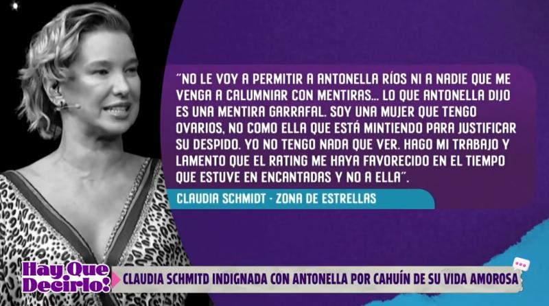 Claudia Schmitd responde a Antonella Ríos