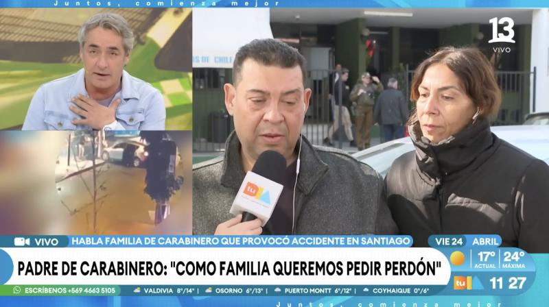 Habla papá de carabinero que protagonizó accidente de tránsito.