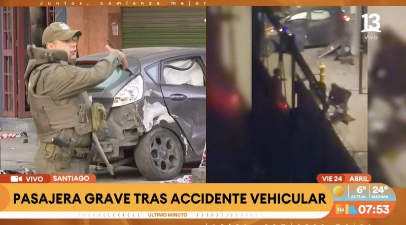 Carabinero protagoniza grave accidente y se da a la fuga.