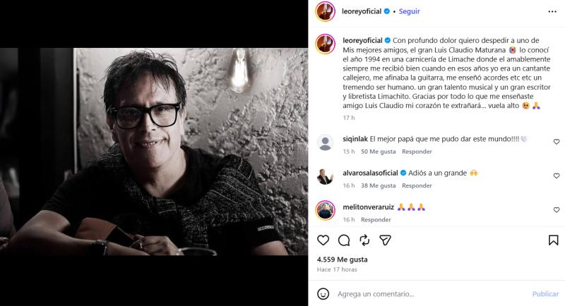 La públicación de Leo Rey anunciando triste pérdida - Instagram
