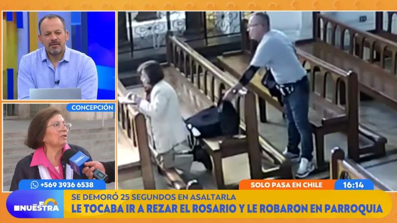 Adulta mayor estaba rezando y sufrió robo en una iglesia de Concepción