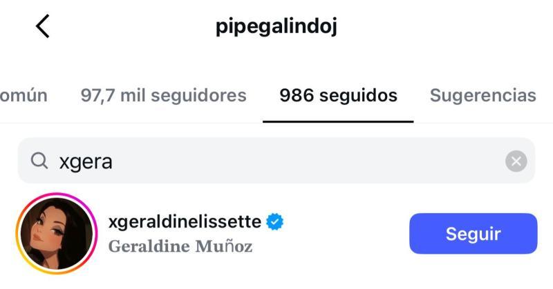 Felipe Galindo aún sigue a Geraldine en Instagram | Instagram