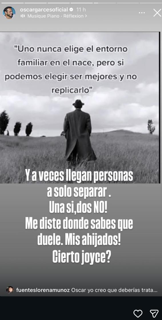 Historiade Óscar Garcés que luego eliminó de sus redes sociales | Instagram