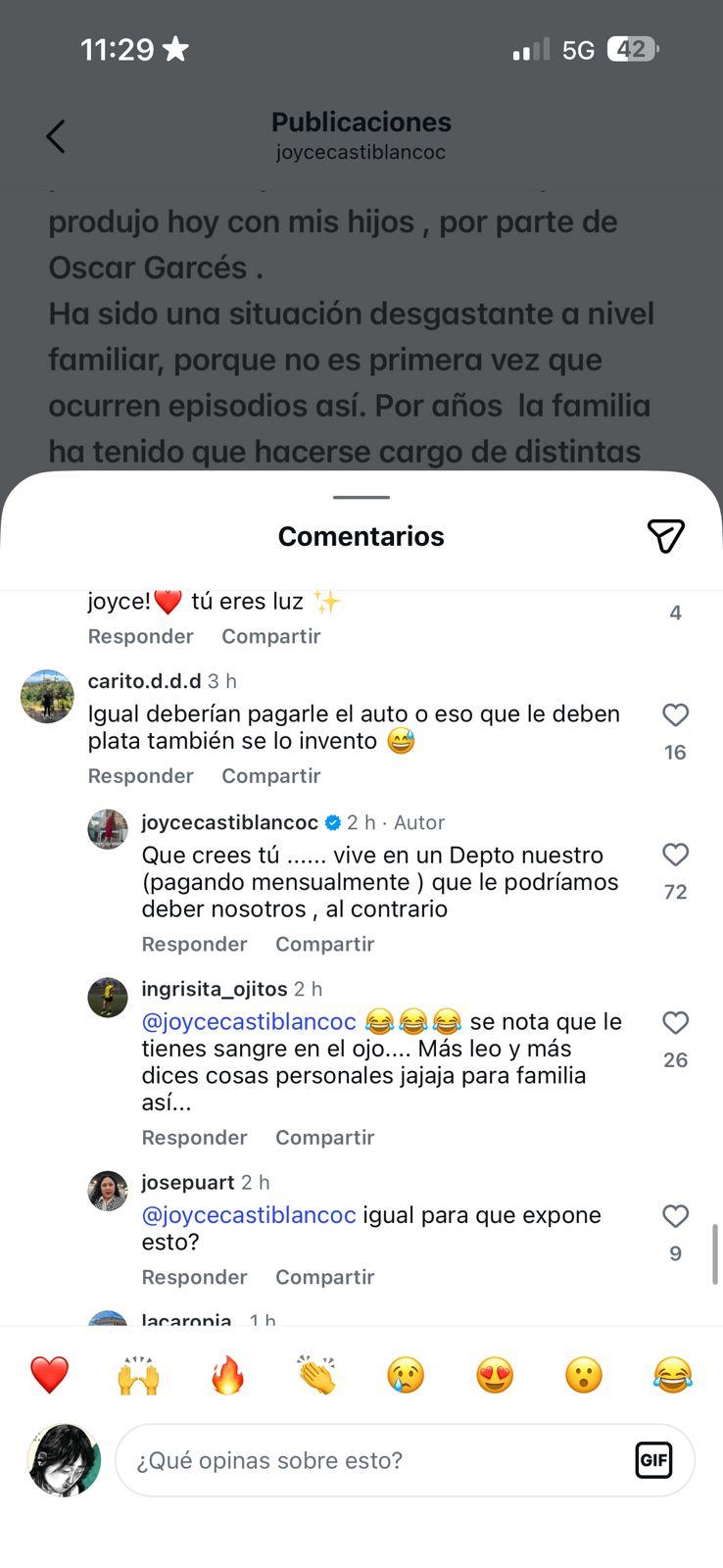 Reclamos de Óscar Garcés contra su cuñada | Instagram