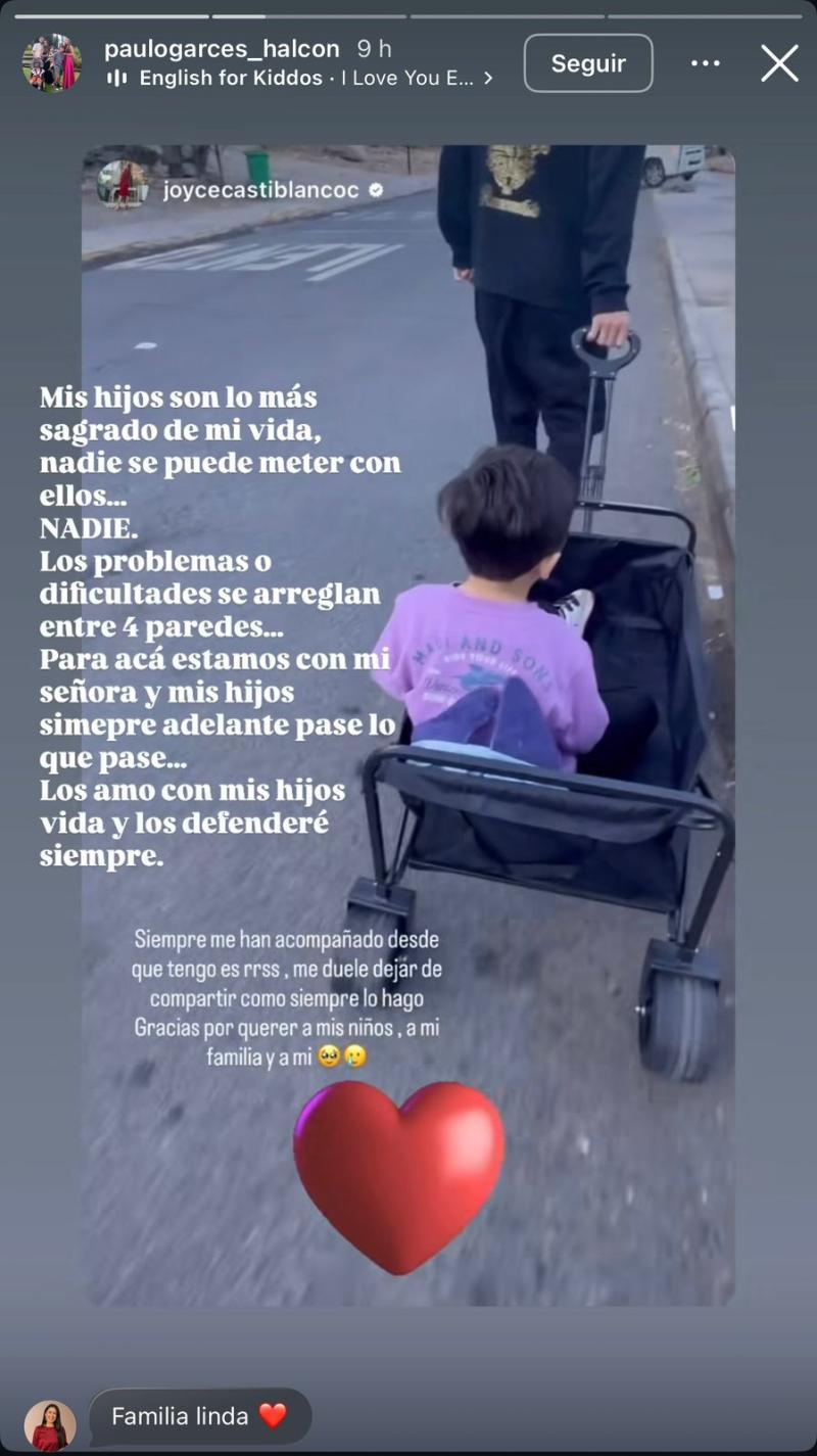La publicación de Paulo Garcés tras polémica entre su hermano y Joyce Castiblanco | Instagram
