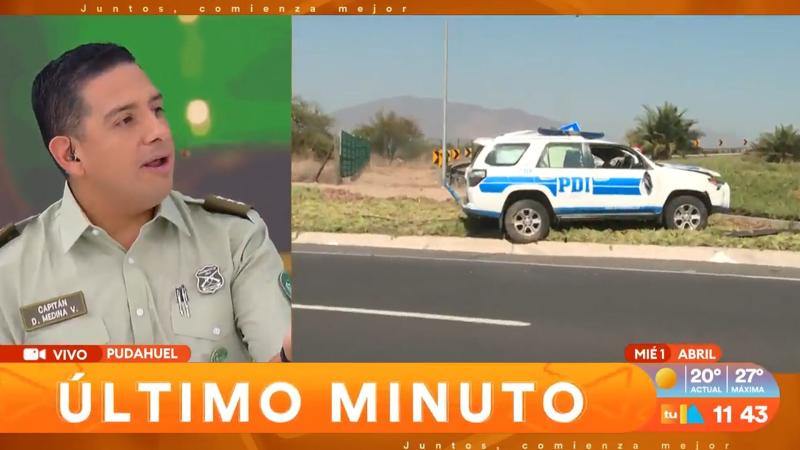 Vehículo de la PDI vuelca en cercanías del aeropuerto