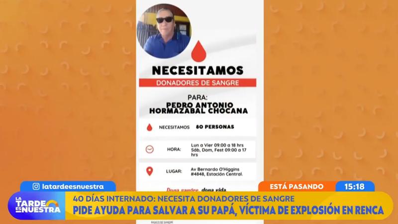 Sobreviviente de explosión de Renca necesita dadores de sangre