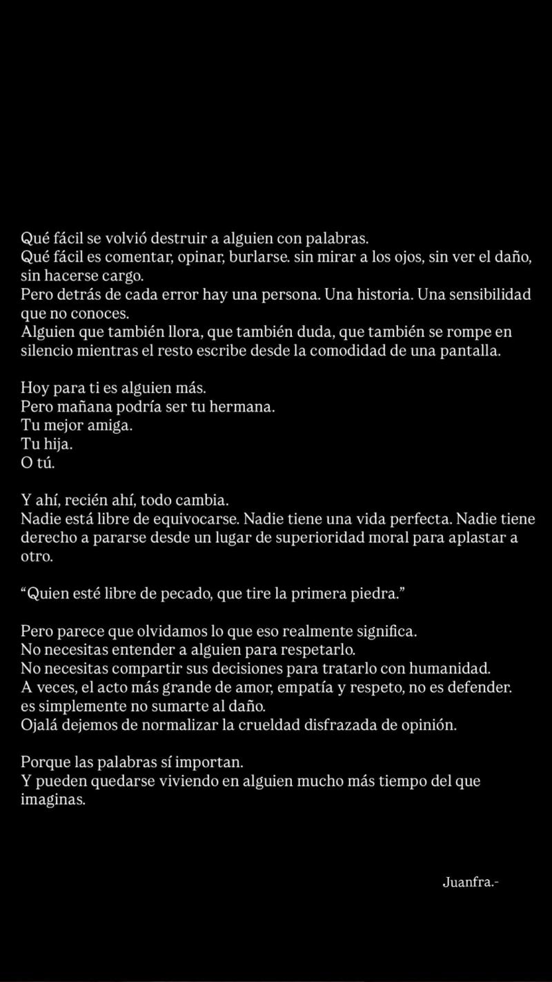 El mensaje de Juanfra Matamala tras críticas a él y Catalina Vallejos - Instagram