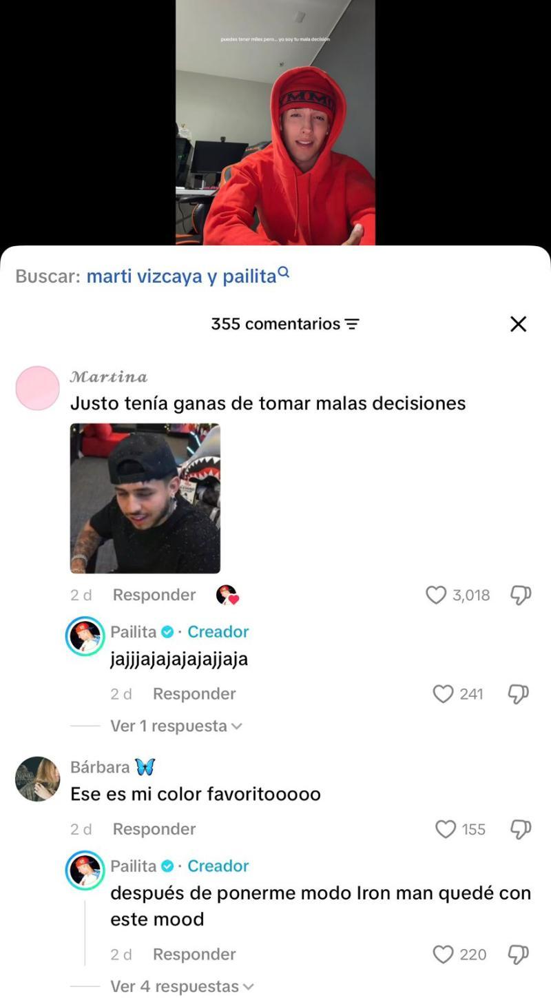 Comentarios que generó video de Pailita | Tiktok
