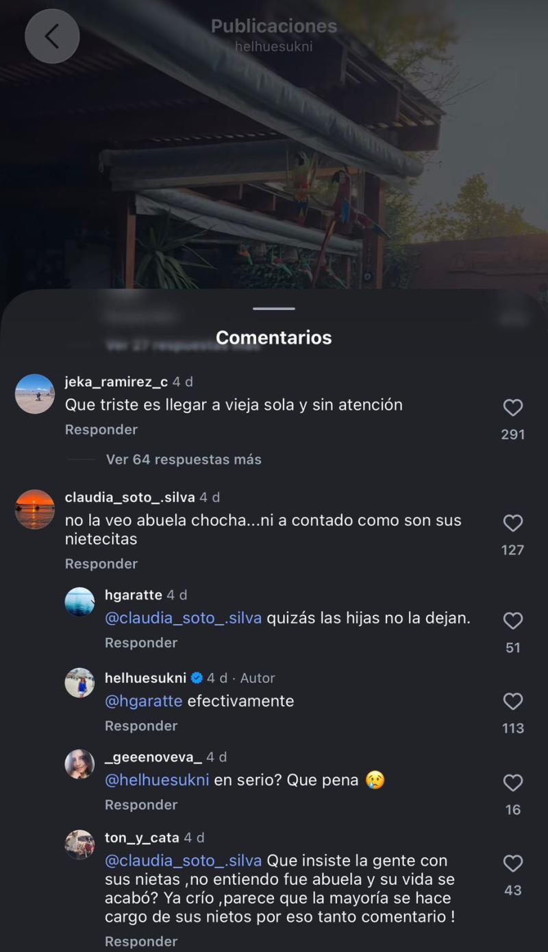 Este comentario fue el que desató las especulaciones sobre una supuesta prohibición a Helhue Sukni - Instagram