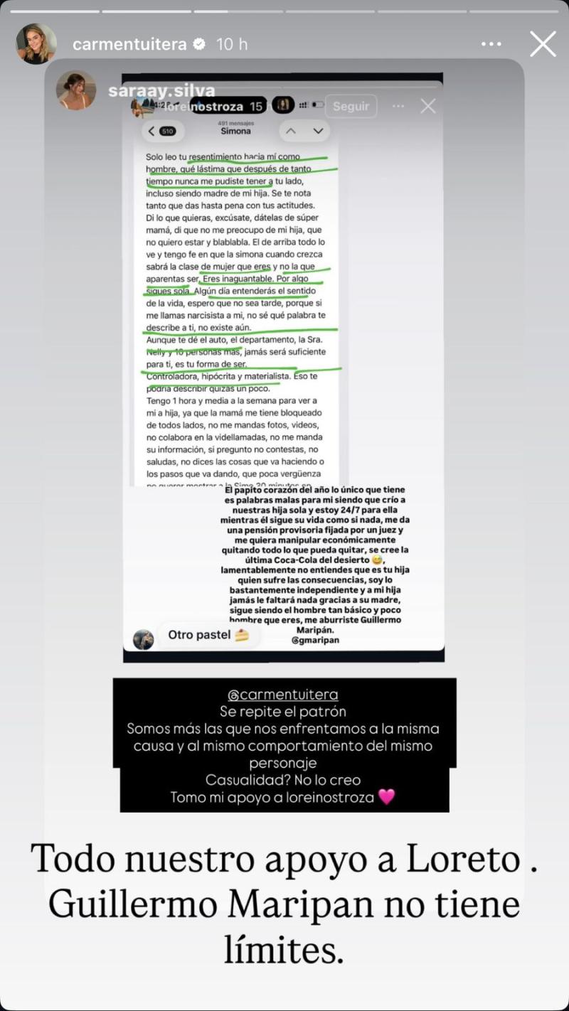 Carmen Tuitera entregó su apoyo a madre de la hija de Guillermo Maripán - Instagram