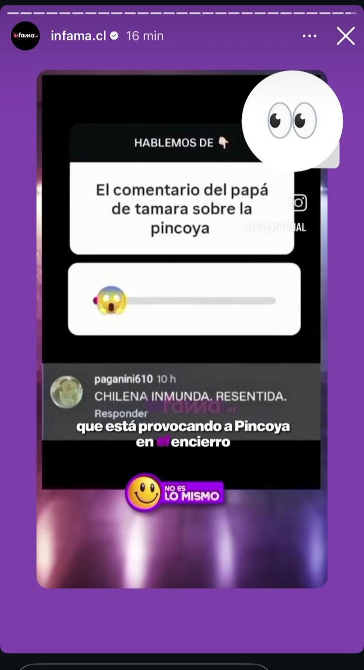 Comentario del papá de Tamara Paganini sobre Pincoya - Créditos: Infama