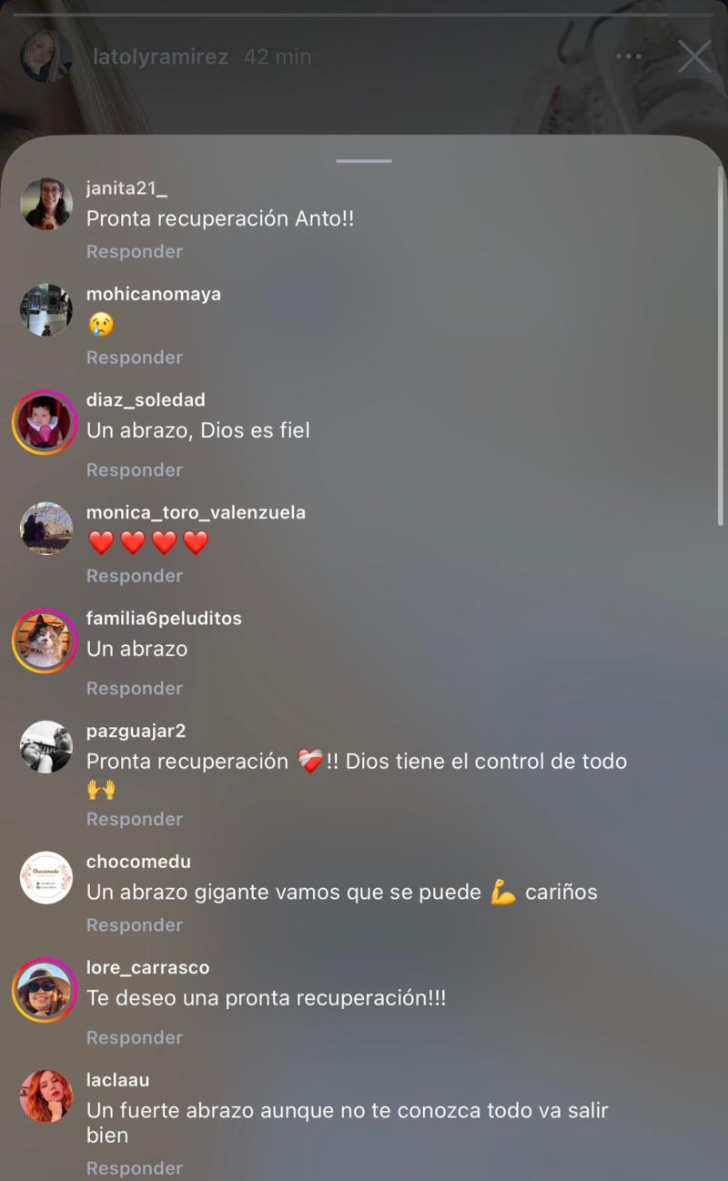 Mensajes que recibió Antonia Ramírez tras nueva hospitalización - Instagram