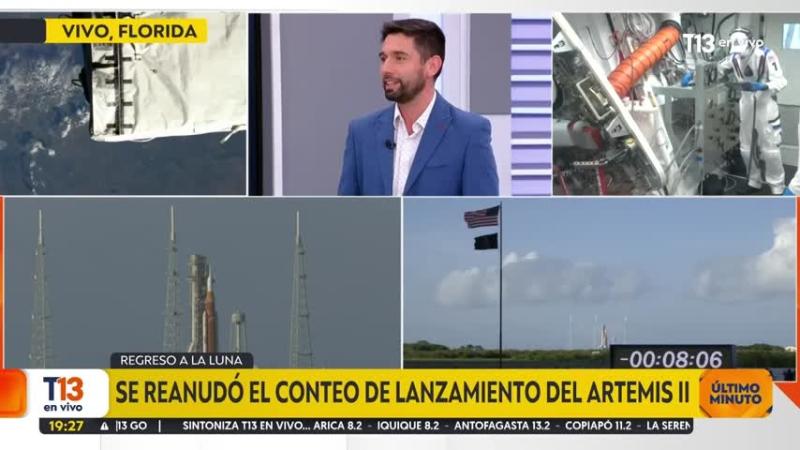 Juan Carlos Beamin habló de la transmisión del despegue del Artemis II. Créditos: T13 En Vivo.