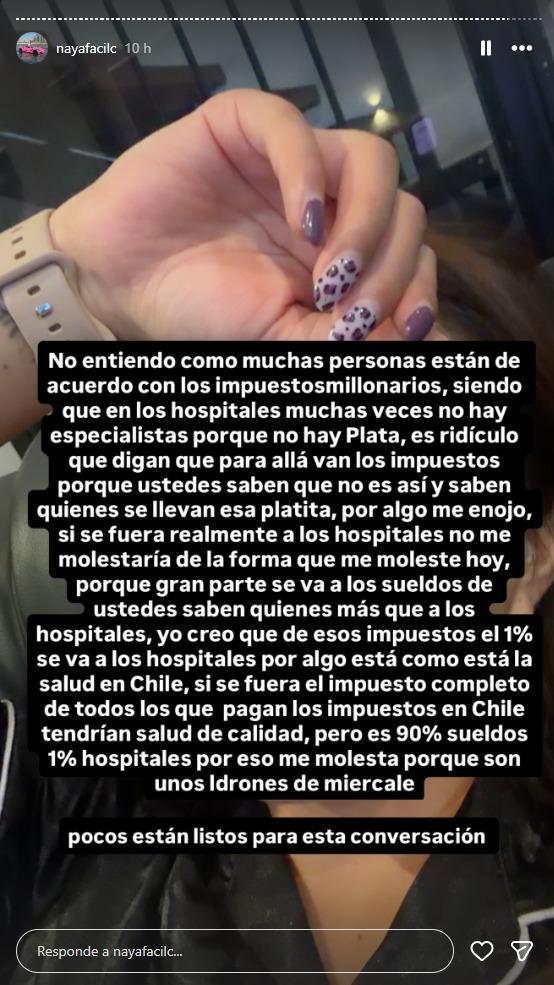 Naya Fácil en sus historias de Instagram