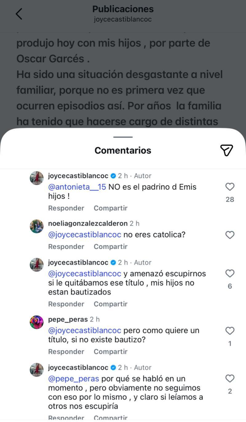 Joyce Castiblanco acusa amenazas por parte de Óscar Garcés | Instagram