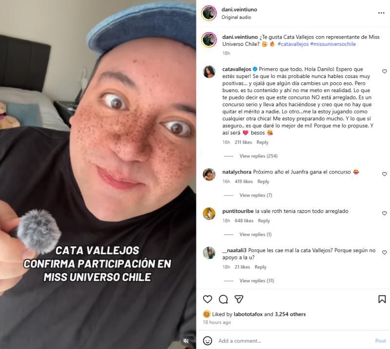 Danilo 21 aborda candidatura de Cata Vallejos al Miss Universo Chile 2026 | Instagram