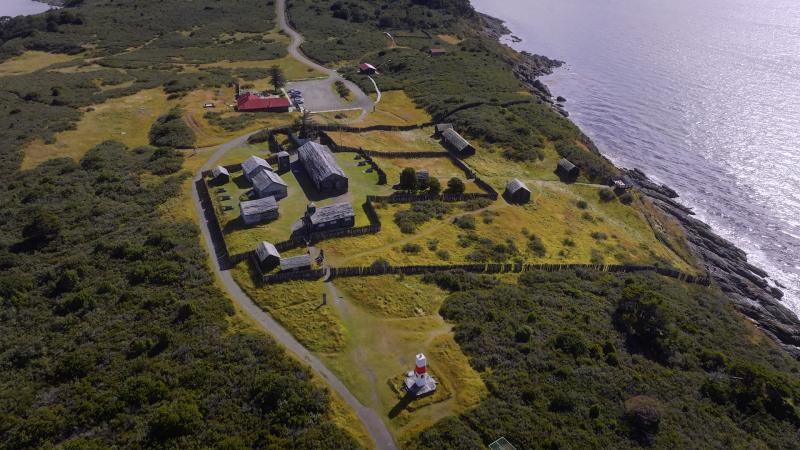 Vista aérea de Fuerte Bulnes. Créditos: 13C.