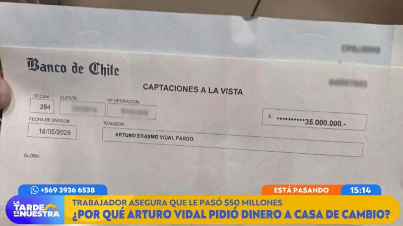 Vale vista del dinero que devolvió Arturo Vidal