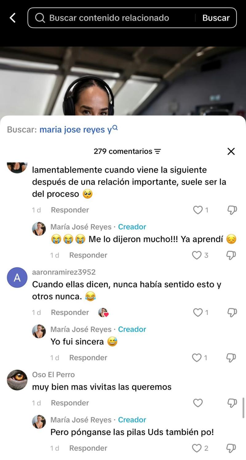 Reacciones a publicación de María José Reyes | Instagram