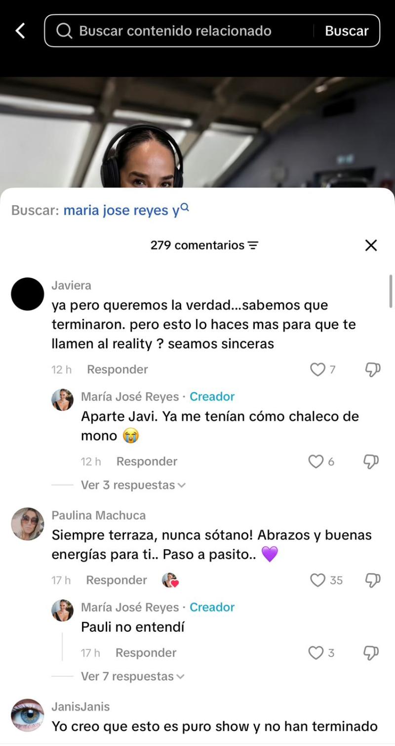 Reacciones a publicación de María José Reyes | Instagram